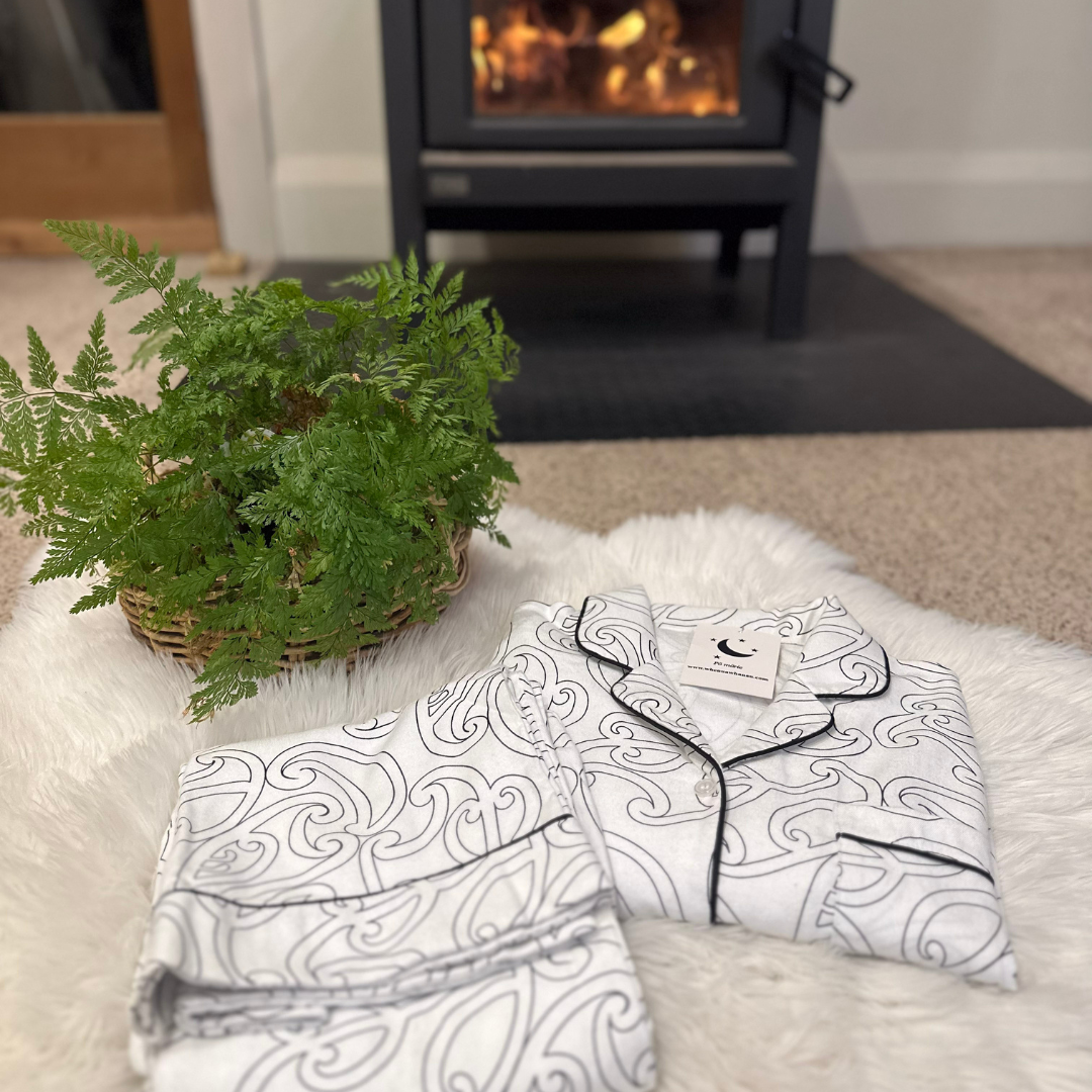 Whenua Pj Set - Bamboo Flanelette (Adult) - White