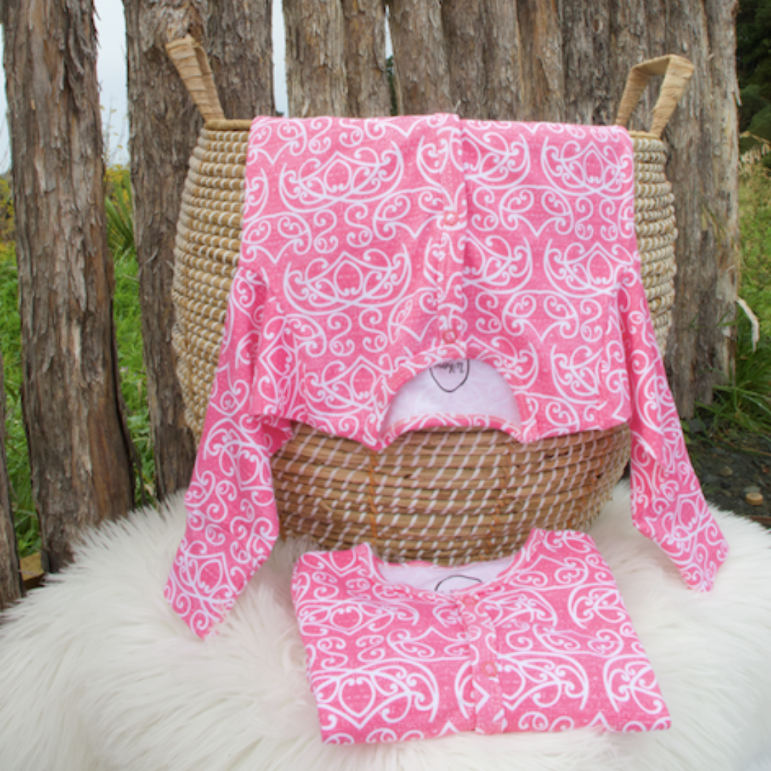 Iti (Māwhero/Pink) Long Sleeve Onesie