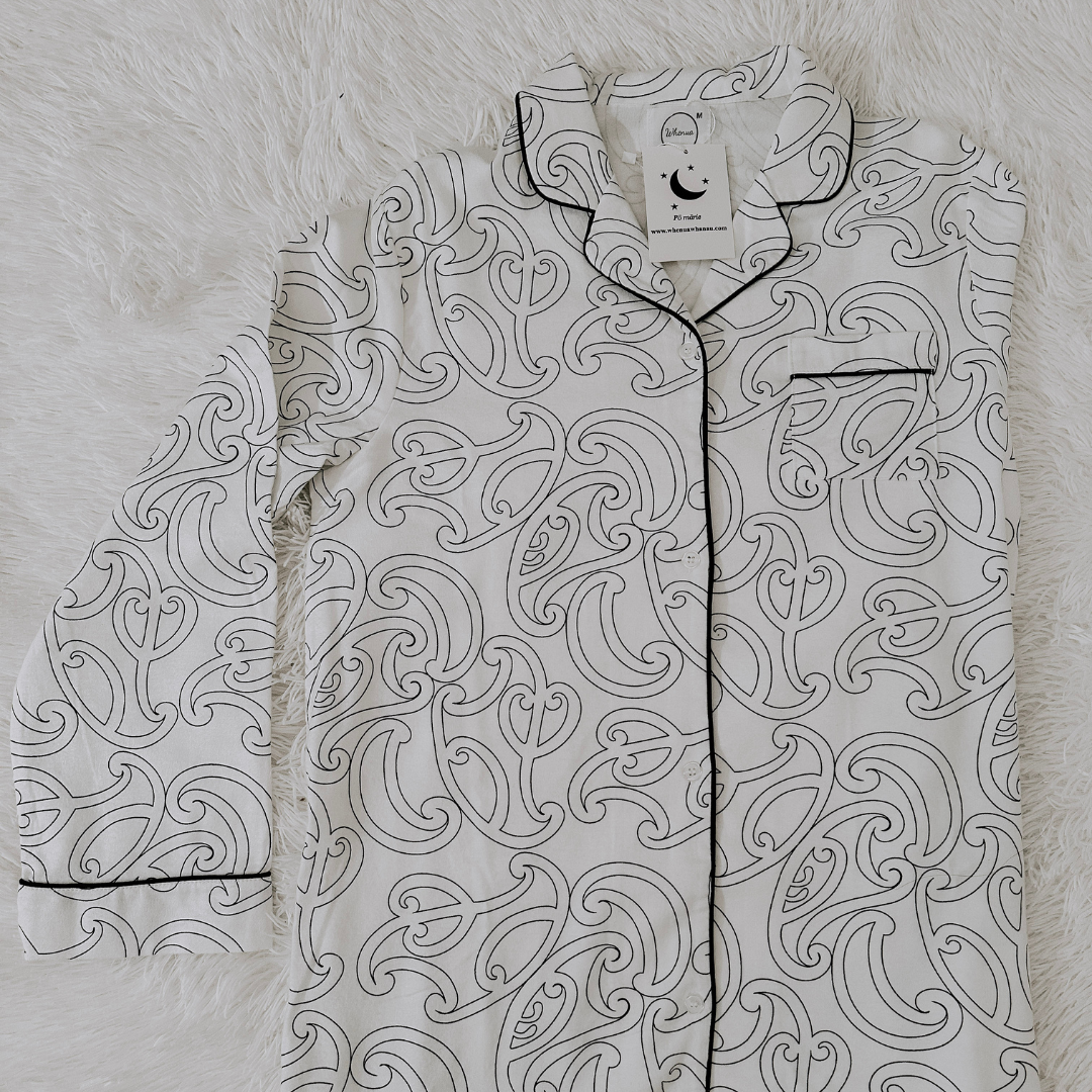 Whenua Pj Set - Bamboo Flanelette (Adult) - White