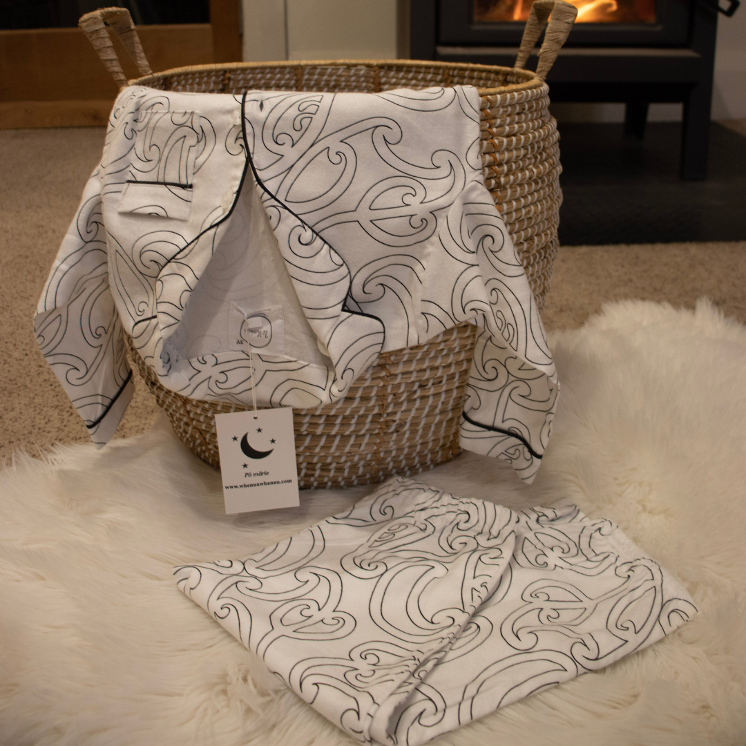 Whenua Pj Set - Bamboo Flanelette (Kids) - White