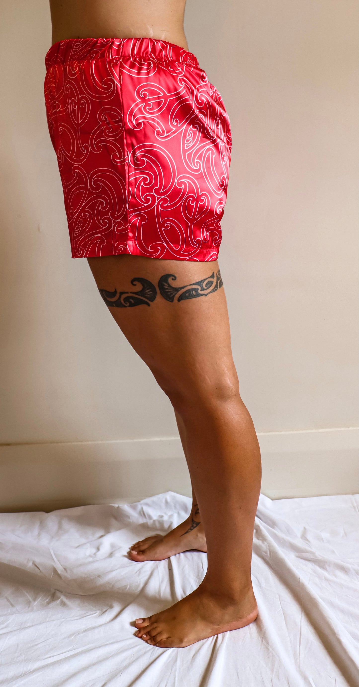 Whenua Satin Boxer Shorts (Whero/Red)
