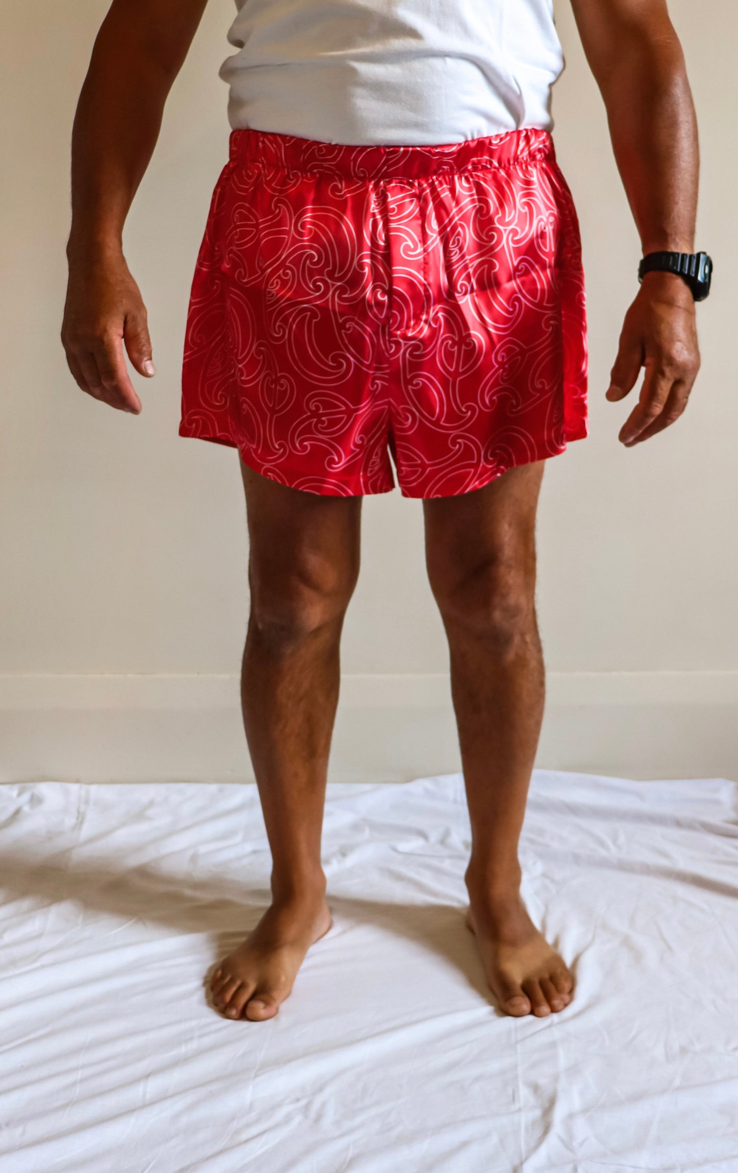 Whenua Satin Boxer Shorts (Whero/Red)