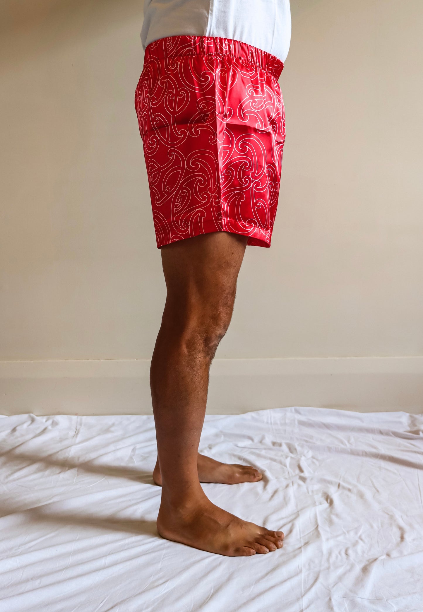 Whenua Satin Boxer Shorts (Whero/Red)