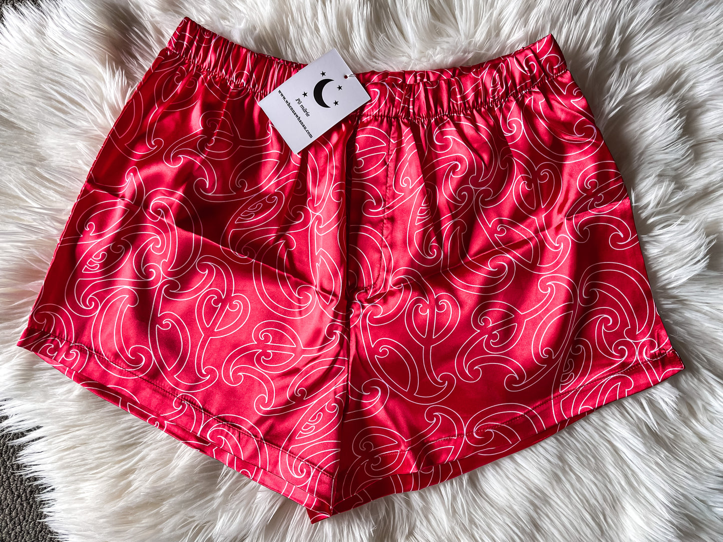 Whenua Satin Boxer Shorts (Whero/Red)