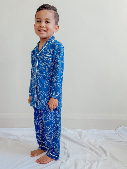 Whenua Pj Set  (Kids Unisex Kikorangi)