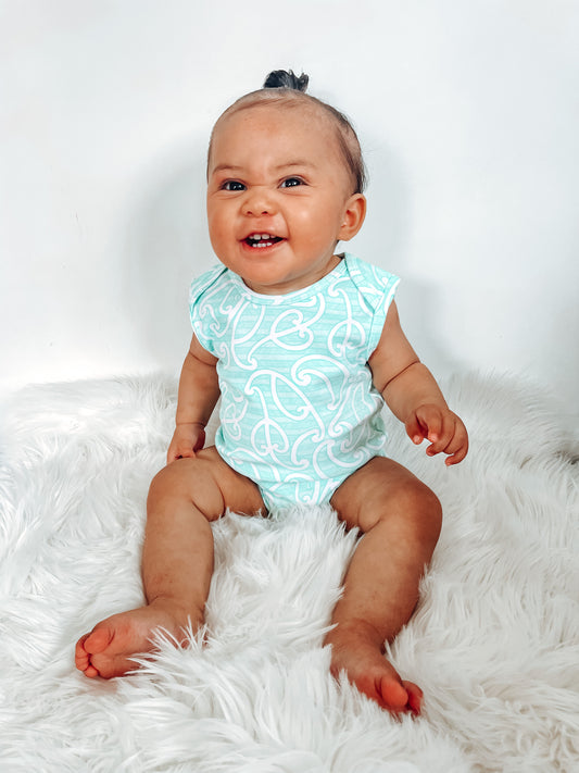 Raumati (Kārikiōrangi/Teal) Singlet Onesie