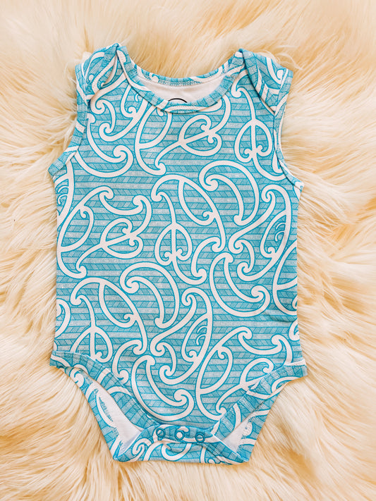 Raumati (Kikorangi/Blue) Singlet Onesie