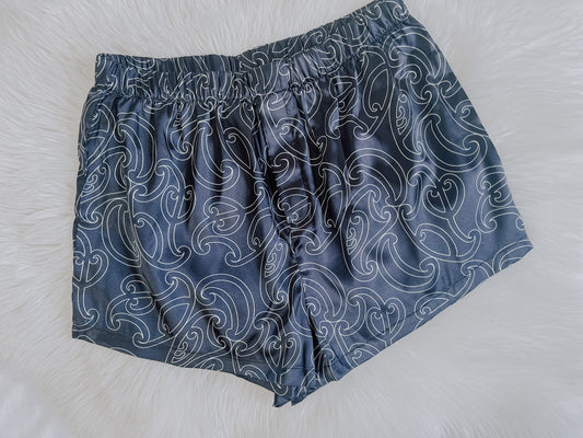 Whenua Satin Boxer Shorts (Pango/Black)