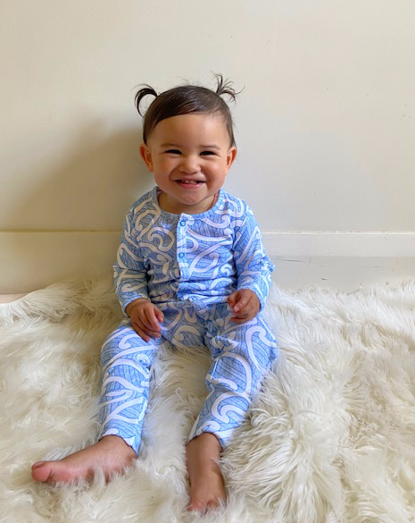 Nui (Kikorangi/Blue) Long Sleeve Onesie